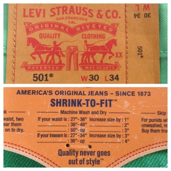 Levi 501 Straight Shrink Fit Raw Unwashed Denim Jeans Pastel Green Barbiecore - Picture 5 of 7